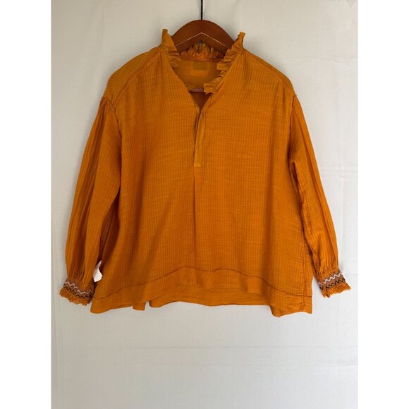 Forte Forte Cotton Silk Burnt Orange Ruffle Collar Peasant Blouse Size 4 - Picture 9 of 16